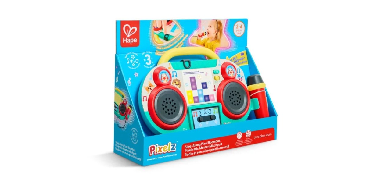 Boombox Musical Infantil Hape Sing-Along Pixel con Micrófono 